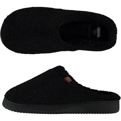 Apollo Pantoffels Heren Teddy Wol Zwart-45/46
