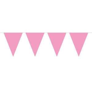 Baby roze vlaggenlijn slingers extra groot 10 meter   -