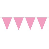 Baby roze vlaggenlijn slingers extra groot 10 meter   -