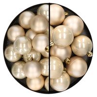 28x stuks kunststof kerstballen champagne 4 en 6 cm - thumbnail