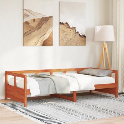 Slaapbank zonder matras 90x200 cm massief grenenhout wasbruin