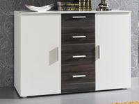 Commode VERO 2 deuren en 4 lades wit/carbon - thumbnail