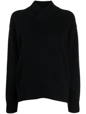 Studio Nicholson pull en maille fine à col croisé - Noir