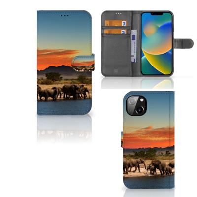 iPhone 14 Plus | Telefoonhoesje | Met pasjeshouder | Olifanten
