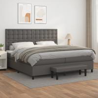 Boxspring met matras kunstleer grijs 200x200 cm