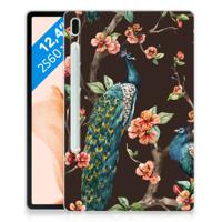 Samsung Galaxy Tab S7FE Back Case Pauw met Bloemen Samsung Galaxy Tab S7FE Back Case Pauw met Bloemen