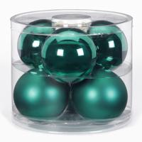 Grote kerstballen - 6x st - donkergroen - D10 cm - glas - kerstversiering