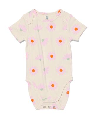 HEMA Meegroeiromper Rib Bamboe Met Stretch Bloemen Roze (roze)
