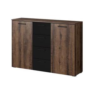 Meubella Dressoir Brown - Zwart - Eiken - 132 cm