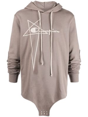Rick Owens hoodie à logo brodé - Gris