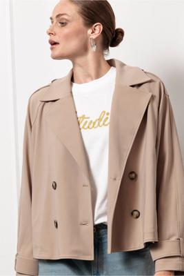 Cato bonded trenchcoat - latte - 12480
