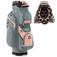 Golfbag met 14 Vakken & Draagriem & Regenhoes & 11 Zakken Lichtgewicht Golf Cart Bag Grijs + Oranje