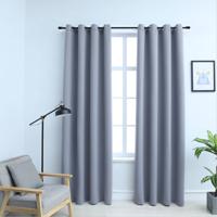 VidaXL Gordijn verduisterend met metalen ringen 2 st 140x225 cm grijs