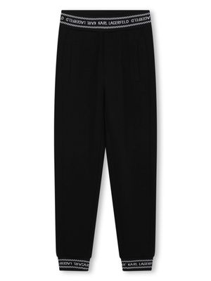 Karl Lagerfeld Kids pantalon de jogging à taille à logo - Noir