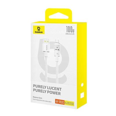 Baseus Gem USB A naar USB C snellaadkabel 1 m 100 W Wit