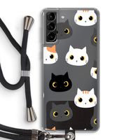 Katten: Samsung Galaxy S21 Plus Transparant Hoesje met koord