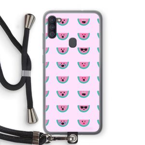 Smiley watermeloenprint: Samsung Galaxy A11 Transparant Hoesje met koord