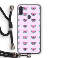 Smiley watermeloenprint: Samsung Galaxy A11 Transparant Hoesje met koord