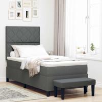 Boxspringbed met Matras & Bank Donkergrijs 100x200 cm Stof