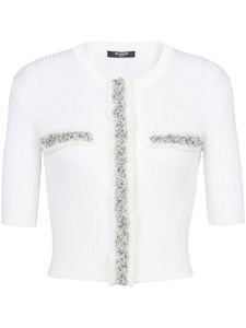 Balmain haut crop à sequins brodés - Blanc