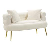 Soffy Sofa 2 stoelen in metaal en witte stof met kussens