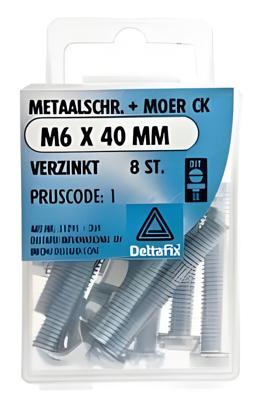 M.schroef moer ck m6x40mm 8st - Deltafix