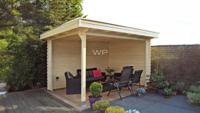 Woodpro Loil Overkapping 350x250 cm 28 mm vuren blank- Plat dak- Onbehandeld vurenhout- Woodpro