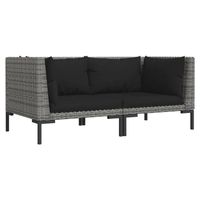 vidaXL Tuinbanken 2 st met kussens halfrond poly rattan - thumbnail