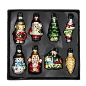 Kersthangers figuurtjes - 8x stuks - glas - kerstornamenten set - 15,5 x 15 cm