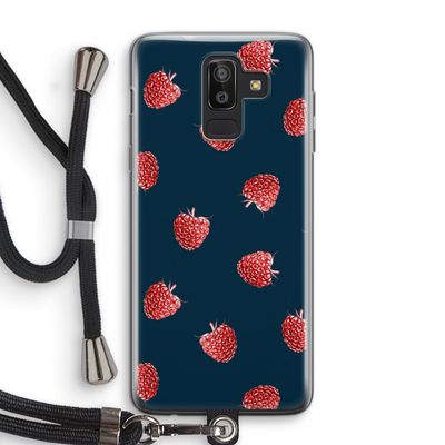 Framboosjes: Samsung Galaxy J8 (2018) Transparant Hoesje met koord