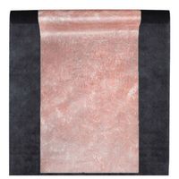 Feest tafelkleed met metallic loper op rol - zwart/rose goud - 10 meter - Feesttafelkleden