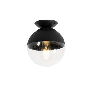 QAZQA Retro plafondlamp zwart met helder glas - Eclipse