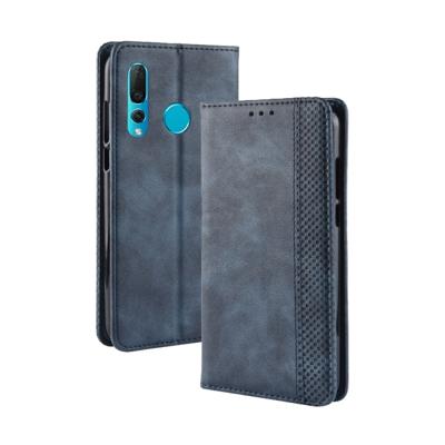 Magnetische gesp retro textuur horizontale Flip lederen case voor Huawei Nova 4 met houder & card slots & portemonnee (blauw)