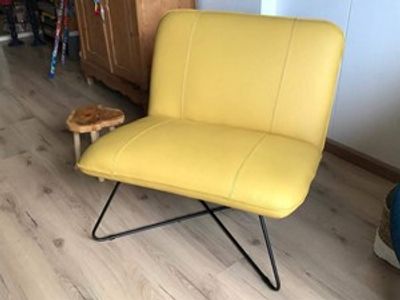 Leren fauteuil zonder armleuning met kruisframe - geel leer - Echt leer, Industrieel, ontdek de vele Leersoorten en Kleuren bij ShopX