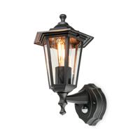 Huron klassieke wandlamp - bewegingsmelder - IP44 waterdicht - E27 fitting - Zwart - Buitenlamp - tuinverlichting