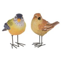 Tuinbeeldjes decoratie vogeltjes - 2x stuks - metaal - 10 cm - binnen/buiten - thumbnail