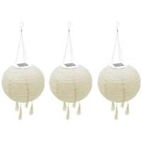 Set van 3 zonnelantaarns - LUMISKY - HIMALAYA - Ø30cm - Beige, crème en feestelijke bruiloft - warm witte LED