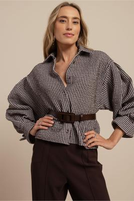 Studio Anneloes Ivara Structure Blouse 13569 Blouse 8713 Espresso/ecru