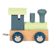 Small Foot - houten lettertrein polar - locomotief blauw groen - 12 stuks