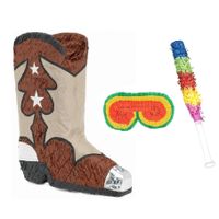 Pinata van een cowboy laars set met masker en stok