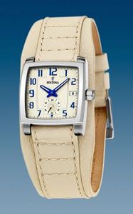 Horlogeband Festina F16181-2 / F16181-3 Onderliggend Leder Lichtbruin 17mm
