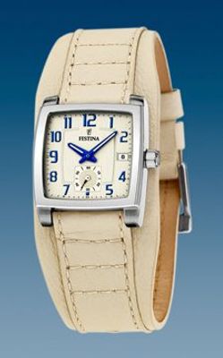 Horlogeband Festina F16181-2 / F16181-3 Onderliggend Leder Lichtbruin 17mm
