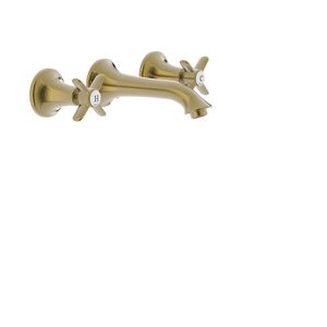 Wastafelmengkraan Tres Clasic Inbouw Kruisgreep Licht Gebogen Verouderd Brass Tres