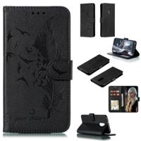 Feather patroon Litchi textuur horizontale Flip lederen draagtas met portemonnee & houder & kaartsleuven voor LG Stylo 5 (zwart)
