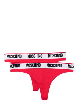Moschino string en jersey à bande logo - Rouge