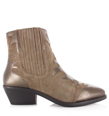 Tessy Leather Taupe Metalic Bronze Suede Dames