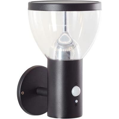 Buitenwandlamp - BRILLIANT - TULIP - LED en solar - Bewegingsmelder - Roestvrij staal en kunststof - 4 W - Zwart
