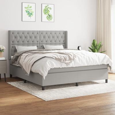 Boxspring met matras stof lichtgrijs 160x200 cm