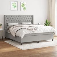 Boxspring met matras stof lichtgrijs 160x200 cm