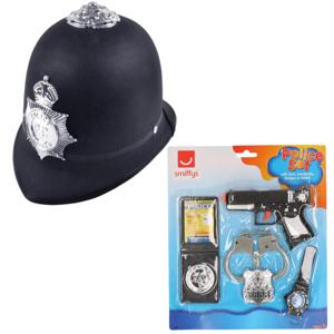 Carnaval verkleed politie agent set - pet/cap zwart - pistool/badge/handboeien set